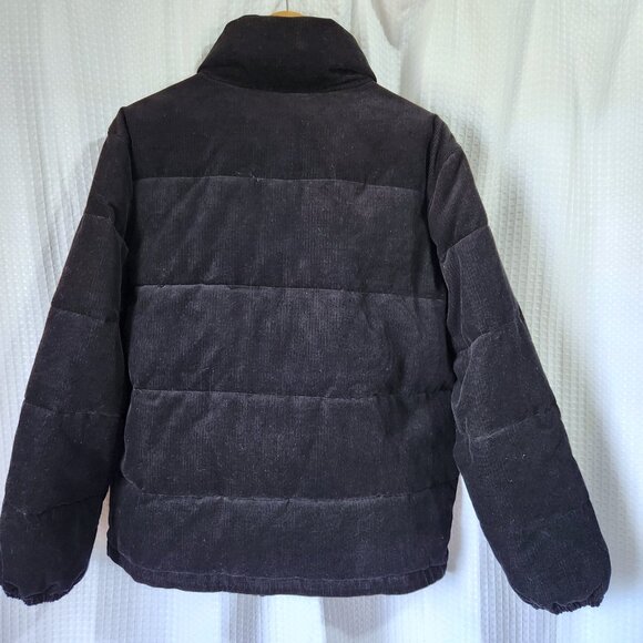 Levi Strauss Winter Jacket Women's XL Black Corduroy Puffer Coat Full Zip - Picture 2 of 12